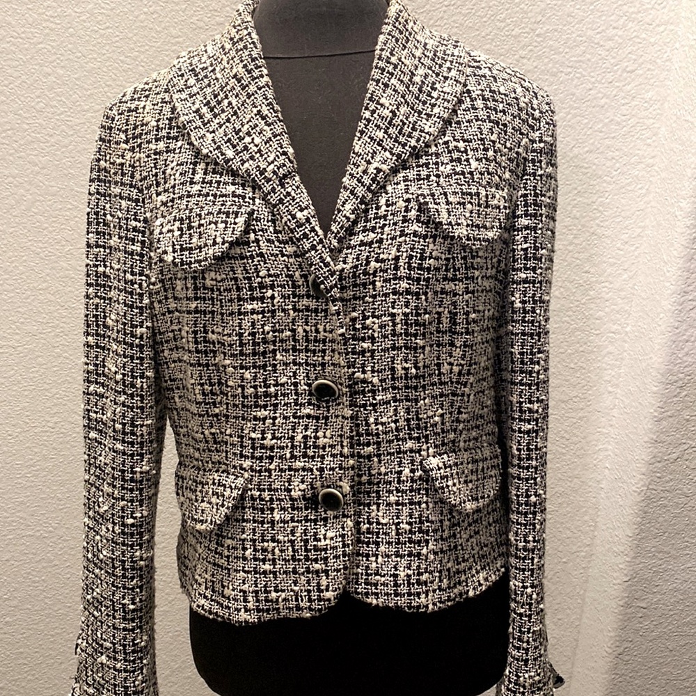 Alfani black and white‎ twead blazer